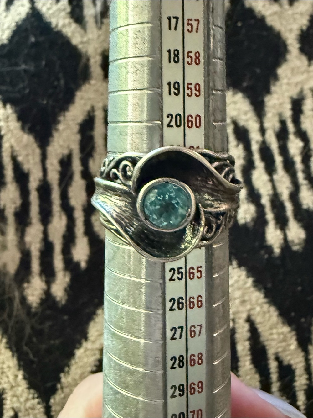 Or Paz 925 Israel Sterling Silver Round Blue Topaz Bezel Set Ring Size 10 Signed